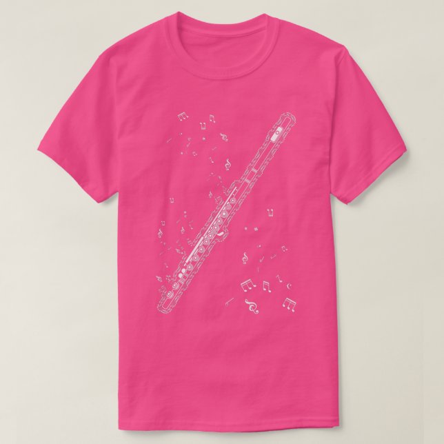 Flute Music Notes Instrument Musician Flautist  T-Shirt (Design Front)