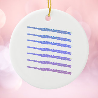 Flute Music Pink Blue Purple Ceramic Tree Decoration