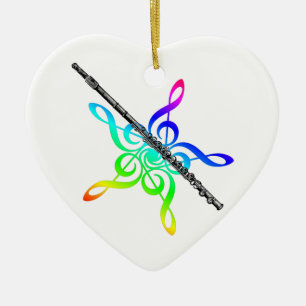 Flute Music Rainbow Christmas Ornament