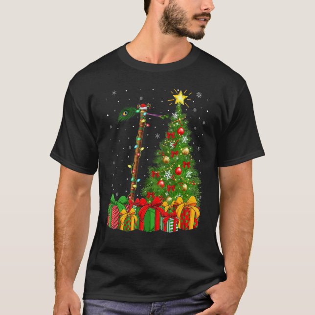 Flute Music  Xmas Holiday Santa Flute Christmas Tr T-Shirt (Front)