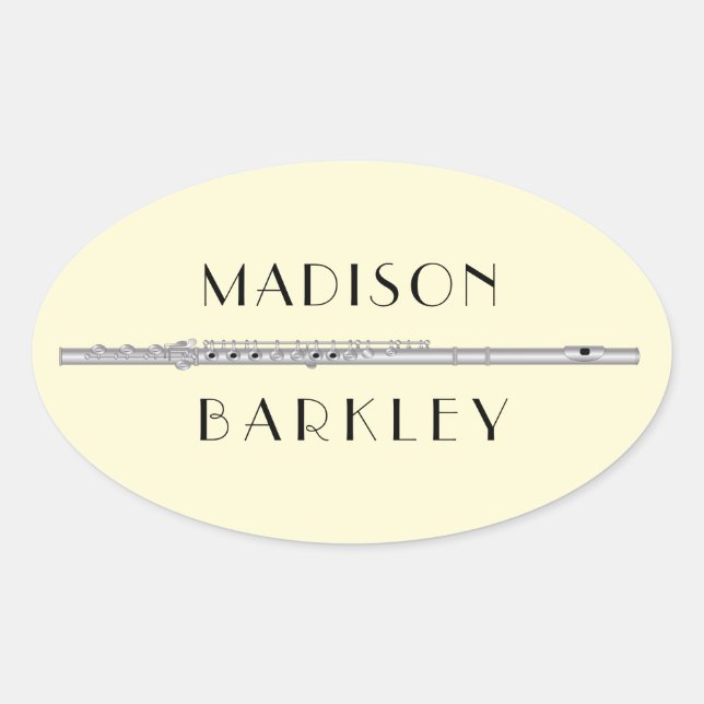 Flute Musician Music Teacher Band Oval Sticker (Front)