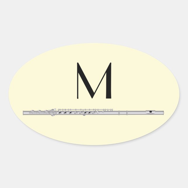 Flute Musician Music Teacher Band Oval Sticker (Front)