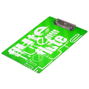 Flute; Neon Green Stripes Clipboard