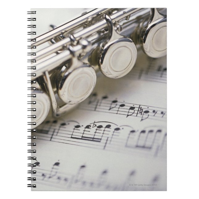 Flute on Sheet Music Notebook (Front)