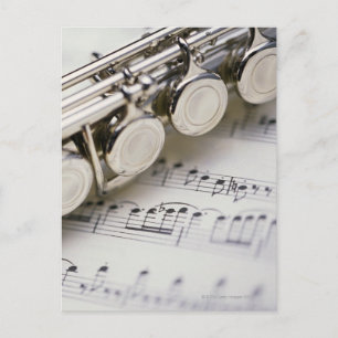 Flute on Sheet Music Postcard
