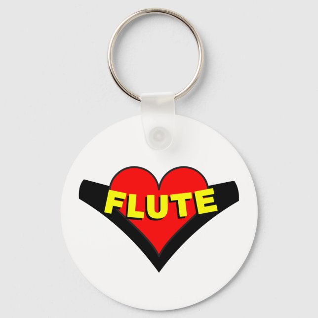 Flute Over Heart Key Ring (Front)