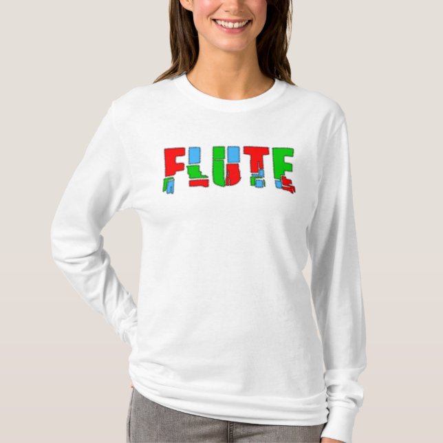 Flute Patchwork Text T-Shirt (Front)