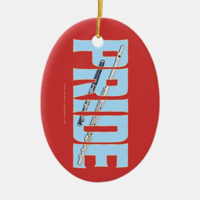 Flute - Piccolo PRIDE Ceramic Tree Decoration (Front)