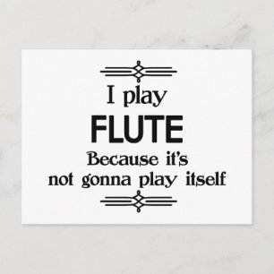Flute - Play Itself Funny Deco Music Postcard