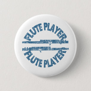 Flute Player 6 Cm Round Badge