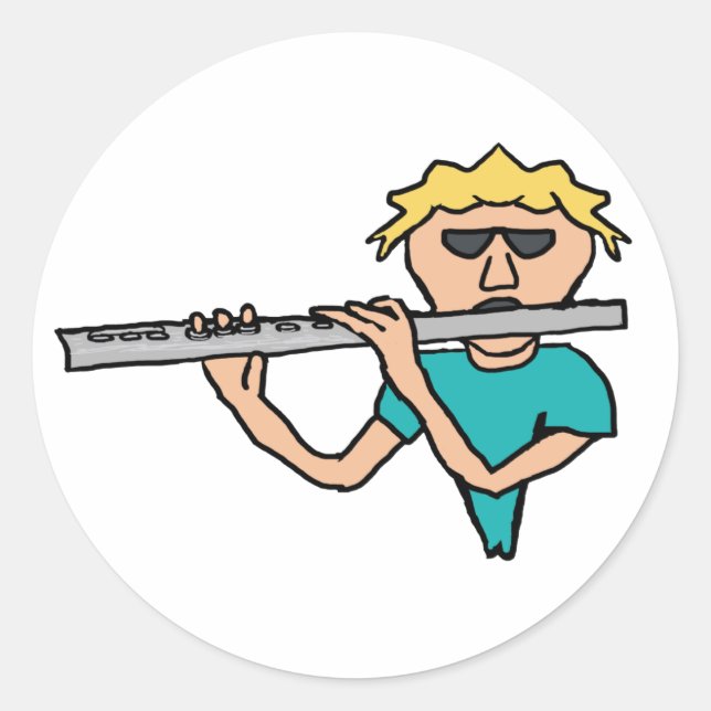 Flute Player Classic Round Sticker (Front)
