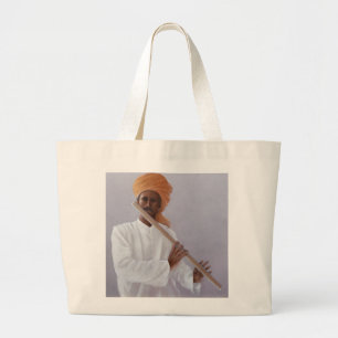 Flute Player Large Tote Bag