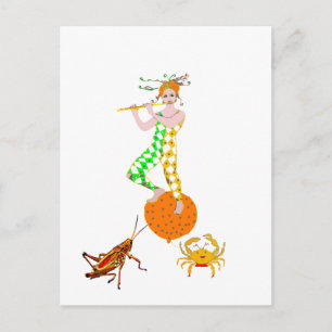 Flute player postcard