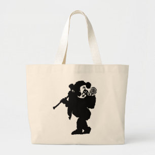 Flute Player Santa Large Tote Bag