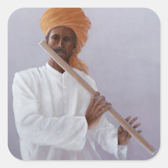 Flute Player Square Sticker (Front)