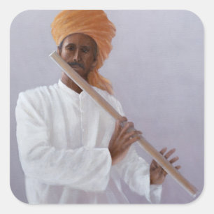 Flute Player Square Sticker