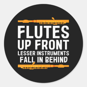 Flute Player Woodwind Instrument Musical Flutist Classic Round Sticker