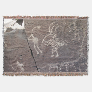 Flute Players Petroglyph Santa Fe New Mexico Throw Blanket