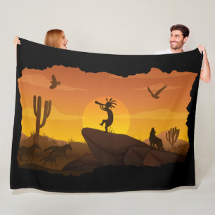 Flute Playing Desert Landscape Kokopelli  Fleece B