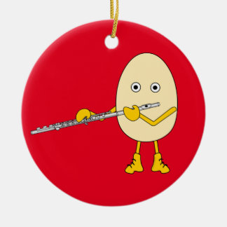 Flute Playing Egghead Ceramic Tree Decoration