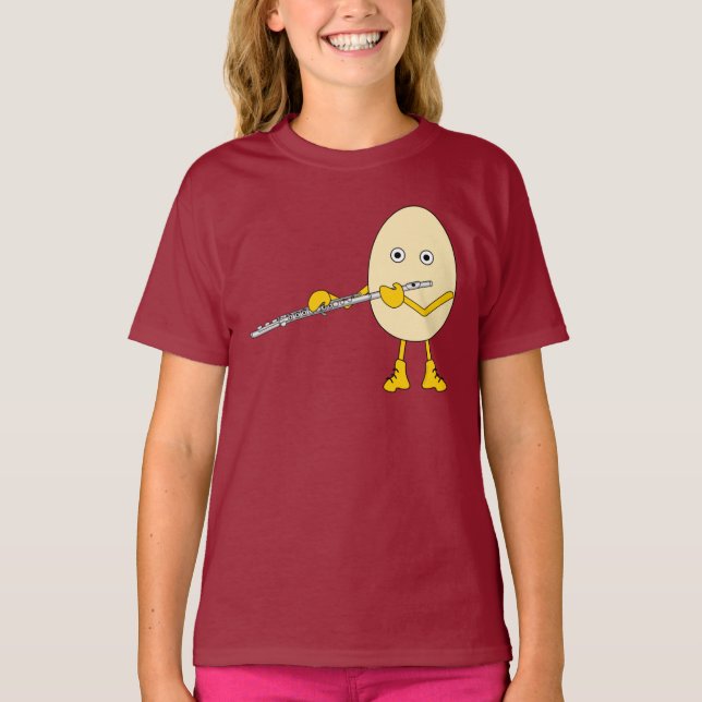 Flute Playing Egghead T-Shirt (Front)