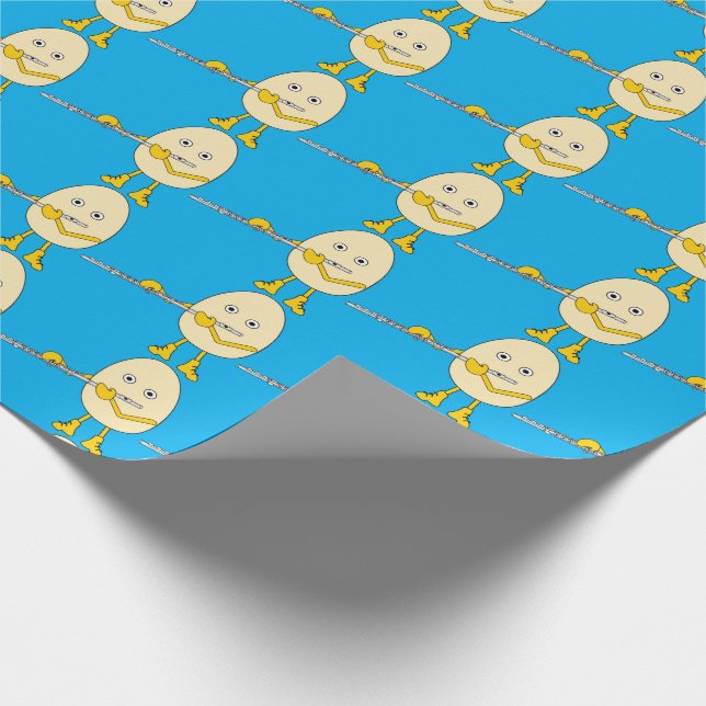 Flute Playing Egghead Wrapping Paper (Corner)