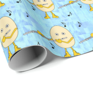 Flute Playing Egghead Wrapping Paper