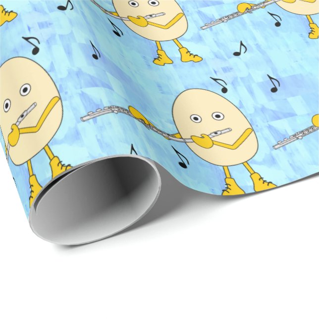 Flute Playing Egghead Wrapping Paper (Roll Corner)