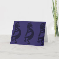 Flute Playing Kokopelli Figure - Black on Blue