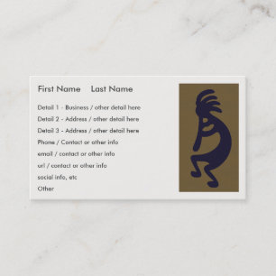 Flute Playing Kokopelli Figure - Black on Green Business Card
