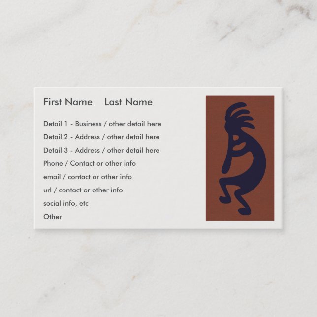 Flute Playing Kokopelli Figure - Black on Red Business Card (Front)