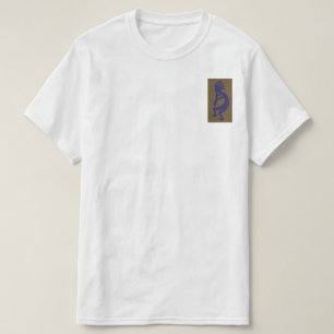 Flute Playing Kokopelli Figure - Blue on Green T-Shirt