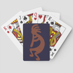 Flute Playing Kokopelli Figure - Blue on Rust Red Cards