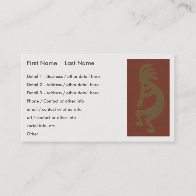 Flute Playing Kokopelli Figure - Green on Red Business Card (Front)