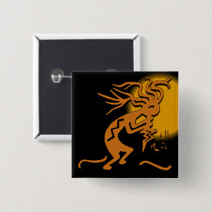 Flute Playing Kokopelli Merrymaker Musician 15 Cm Square Badge