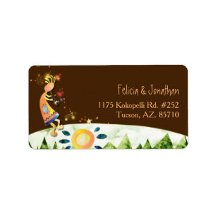 Flute Playing Kokopelli Rustic Wedding Address Label