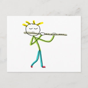 Flute Playing Stickman Postcard