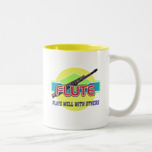 Flute Plays Well Two-Tone Coffee Mug