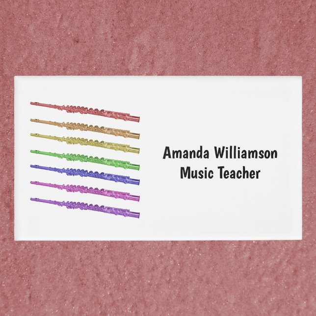 Flute Rainbow Colourful Personalise Name Tag (A name tag with a colorful flute pattern and text you can customize!)