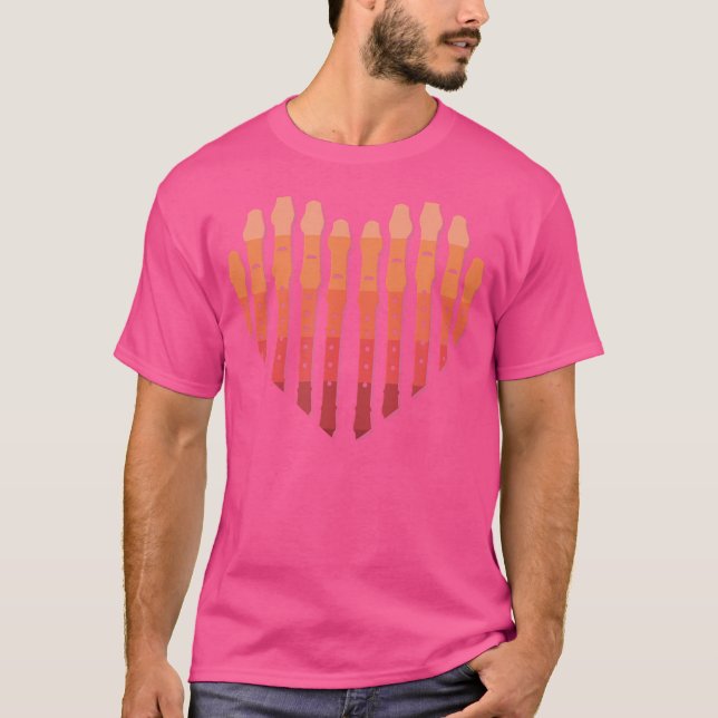 Flute  Recorder  Flute Heart T-Shirt (Front)