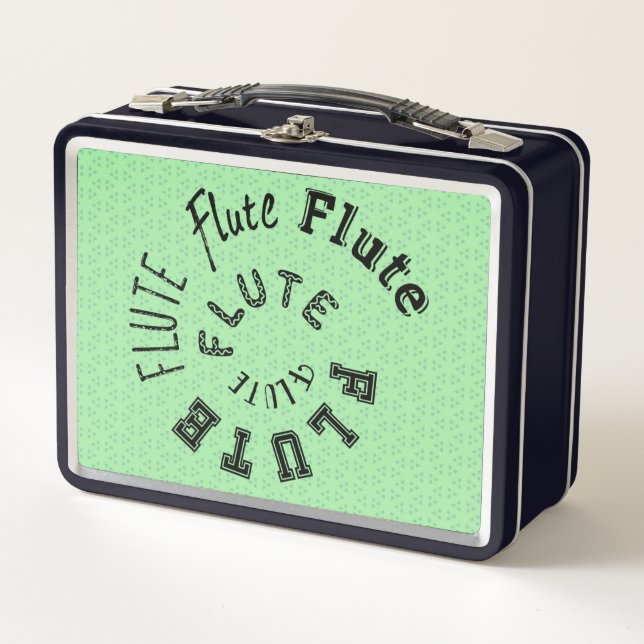 Flute Spiral Text Metal Lunch Box (Front)