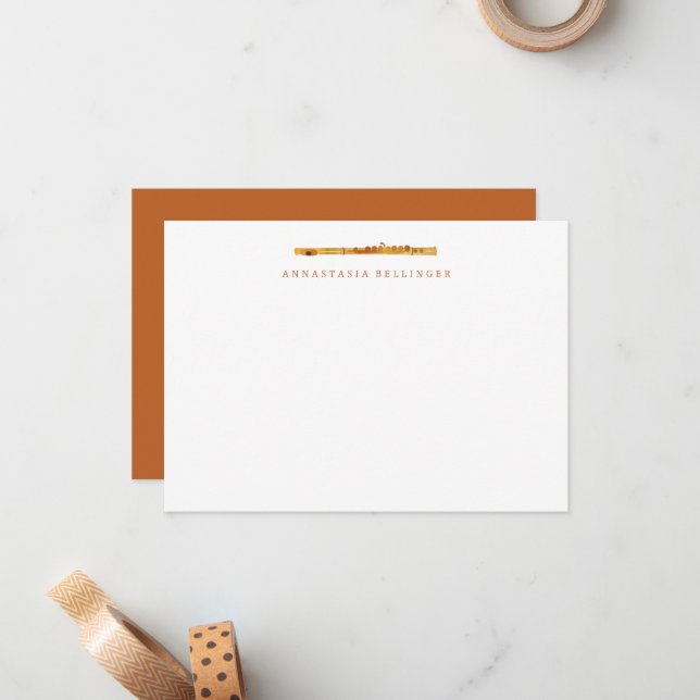 Flute Stationery - Personalised Flute Note Cards (Front/Back In Situ)