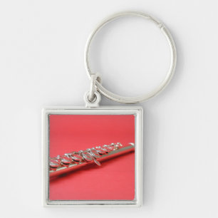 Flute student pink woodwind music key ring