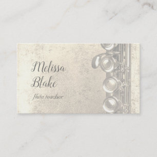 flute teacher faux gold foil treble business card