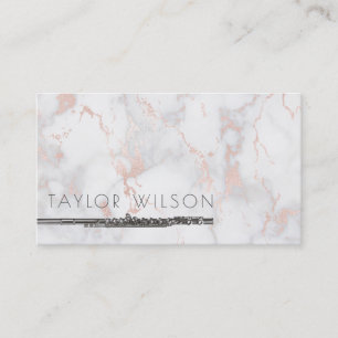 flute teacher marble background business card