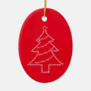 Flute Text Christmas Tree   Ceramic Ornament