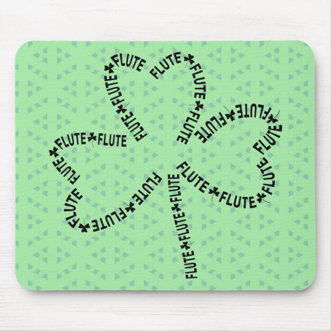 Flute Text Shamrock Mouse Mat (Front)