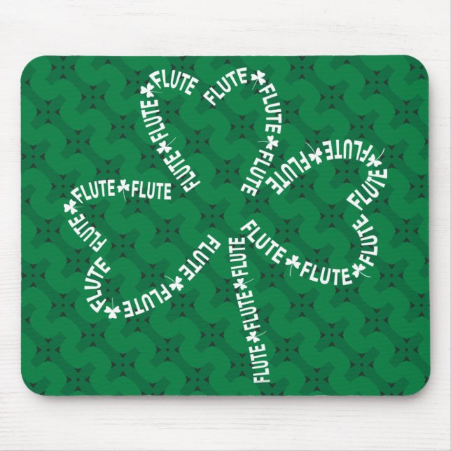 Flute Text Shamrock Mouse Mat (Front)