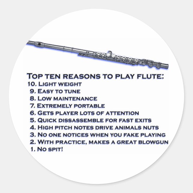 Flute Top 10 Classic Round Sticker (Front)