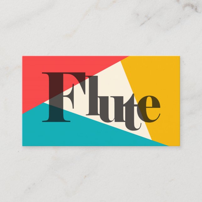 Flute Tri-Colour - Turquoise Coral Gold Business Card (Front)